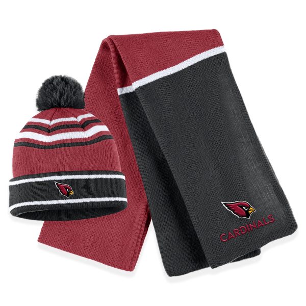 womens wear by erin andrews cardinal arizona cardinals colorblock cuffed knit hat with pom and scarf set Collection | Arizona Cardinals Official Shop for Jerseys, Hats & Apparel